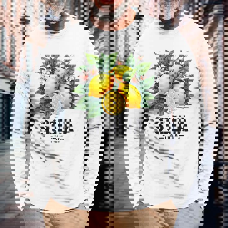 シチリア イタリア シチリア イタリア フレッシュ イタリアン レモン シチリア 長袖Tシャツ 高齢者への贈り物