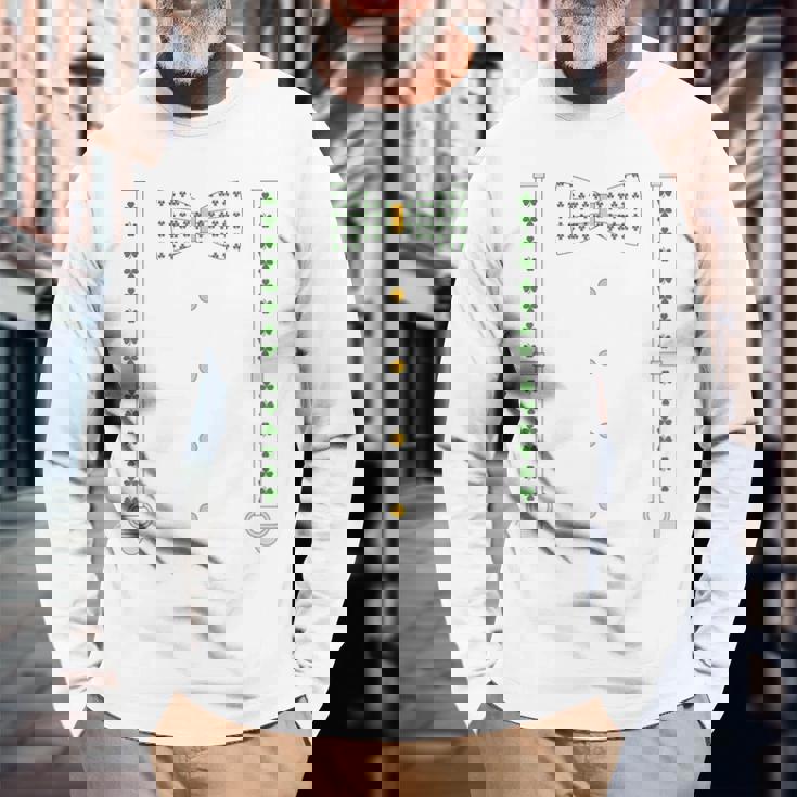 シャムロック 蝶ネクタイ & サスペンダー セントパトリックデー コスチューム 長袖Tシャツ 高齢者への贈り物