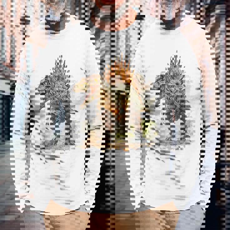 スピノサウルス 恐竜モチーフ イラスト スピノサウルス 長袖Tシャツ 高齢者への贈り物