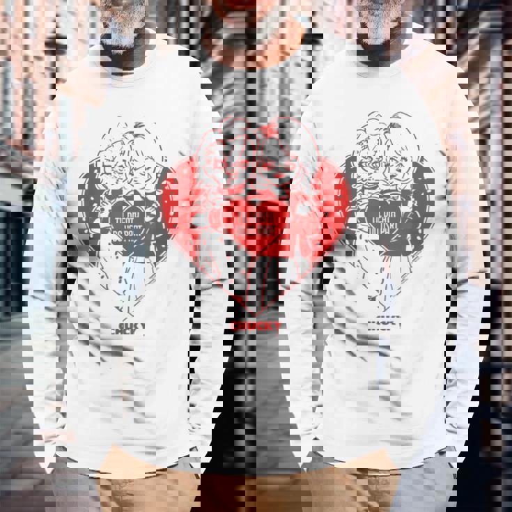 チャッキー＆ティファニーティル・デス・ドゥ・アス・パート・バレンタイン 長袖Tシャツ 高齢者への贈り物