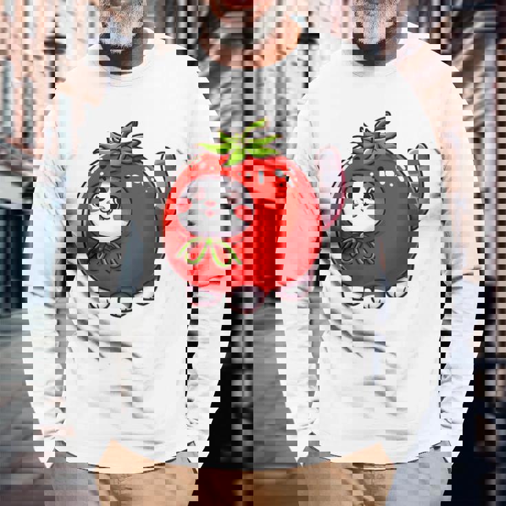 トマトの猫 コスチューム 長袖Tシャツ 高齢者への贈り物