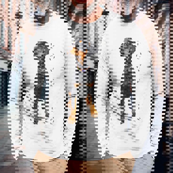 ドーベルマン シャツ ドーベルマン ピンシャー 犬 ママ お父さん 愛 ペット 子犬 長袖Tシャツ 高齢者への贈り物