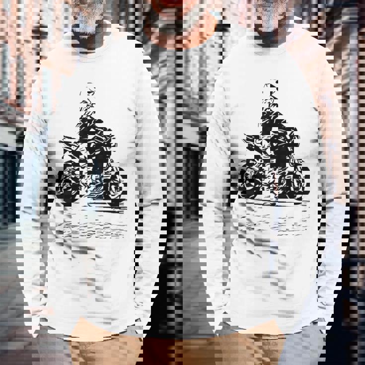 バイク オリジナル作品 タトゥーバイカーv650-Twin Cafe 長袖Tシャツ 高齢者への贈り物