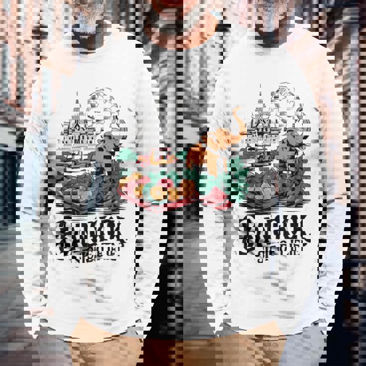 バンコク タイ 象 寺 果物 お土産 長袖Tシャツ 高齢者への贈り物