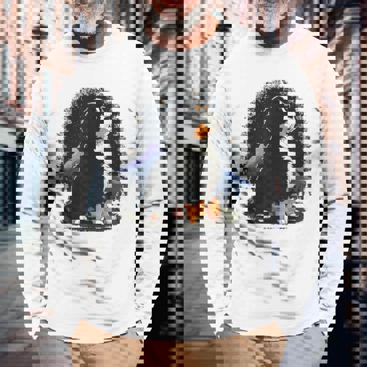 バーニーズマウンテンドッグ かわいいバーニーズマウンテンドッグ 長袖Tシャツ 高齢者への贈り物