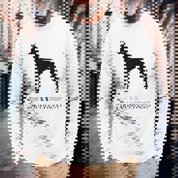 ファラオハウンド ブラック シルエット 長袖Tシャツ 高齢者への贈り物