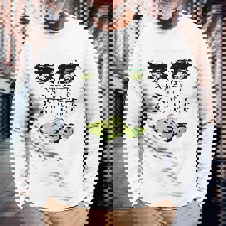 ホワイトゾンビ映画ポスター 長袖Tシャツ 高齢者への贈り物