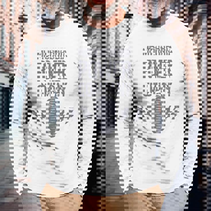 ミトコンドリア生物学教師動物細胞ミトコンドリア 長袖Tシャツ 高齢者への贈り物