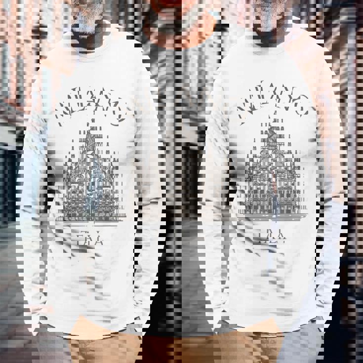 ミラノ イタリア ドゥオーモ 大聖堂 建築 イタリア 長袖Tシャツ 高齢者への贈り物