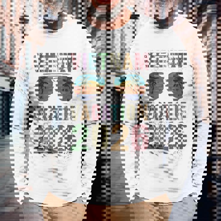 レトロ ベトナム バケーション 2026 旅行 ビーチ 旅行 マッチング 長袖Tシャツ 高齢者への贈り物