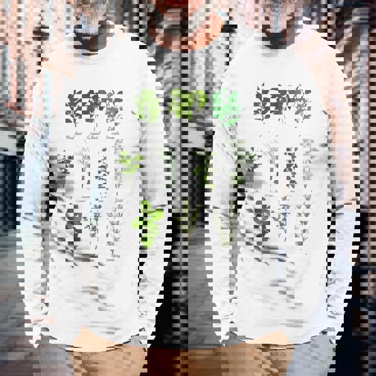 ヴィンテージボタニカルハーブ ハーブコレクション ハーバリスト 長袖Tシャツ 高齢者への贈り物