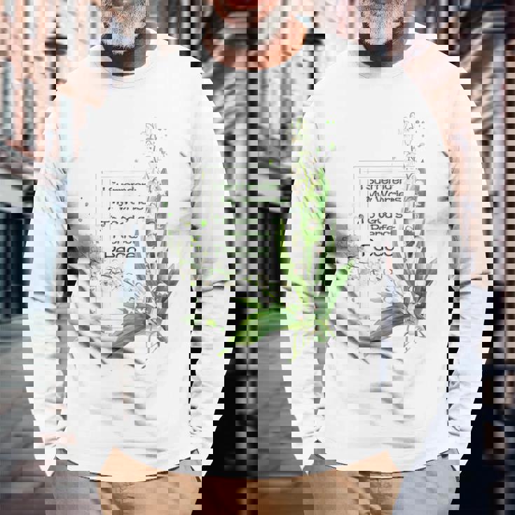 水彩 スズラン キリスト教の祈り 長袖Tシャツ 高齢者への贈り物