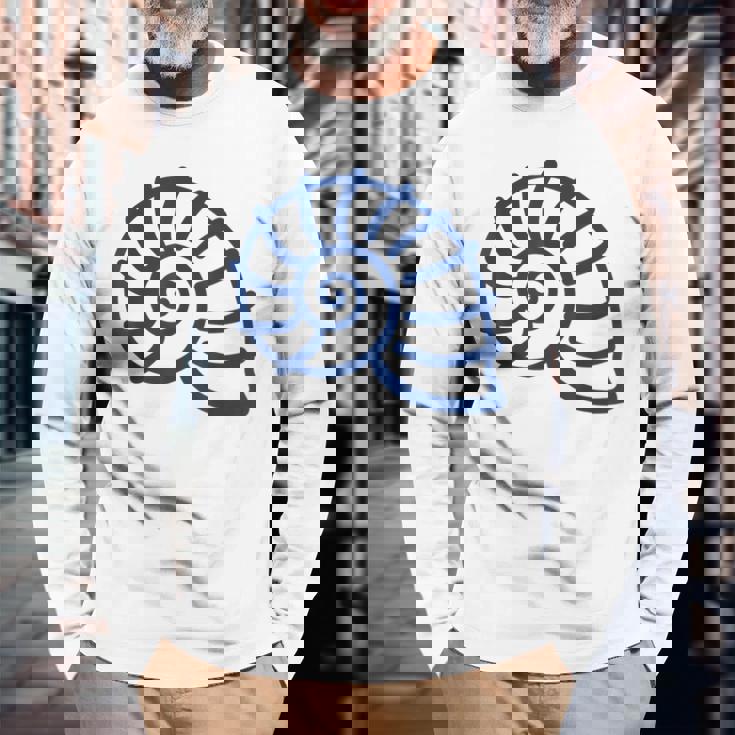 海のユーモア シンプルでミニマルな貝殻 貝殻 長袖Tシャツ 高齢者への贈り物