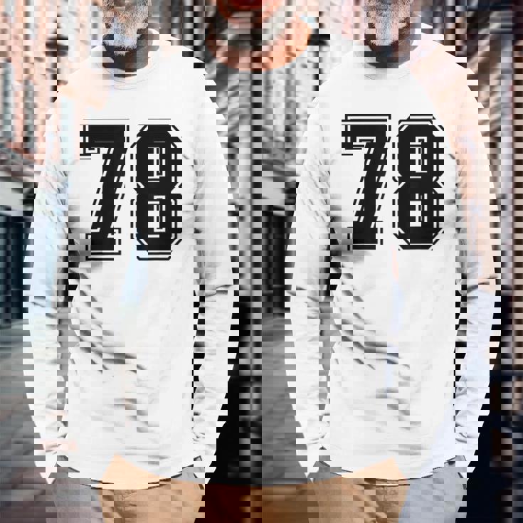 番号 78 ブラック スポーツファン ジャージ ナンバー 長袖Tシャツ 高齢者への贈り物