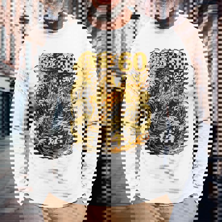 還暦 祝い 60歳 1966 丙午 火の馬 和風 和柄 馬 波 炎 記念 長袖Tシャツ 高齢者への贈り物