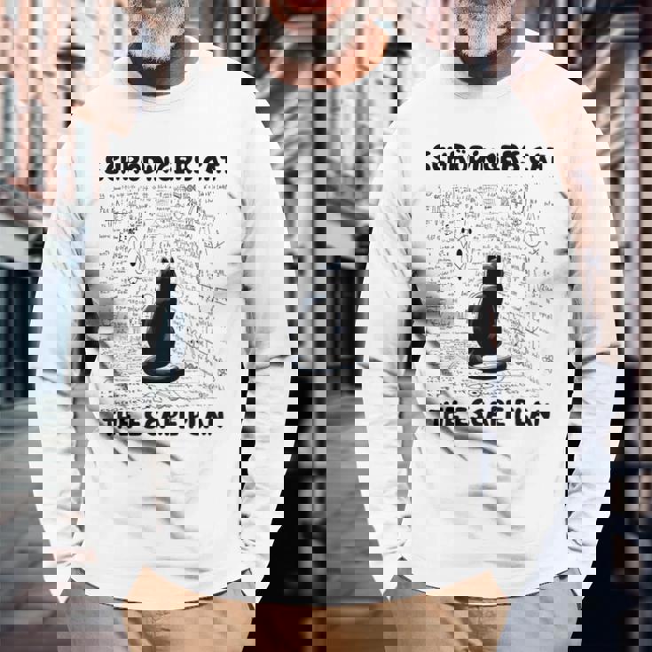 量子物理学教師シュレーディンガーの猫 脱出計画 長袖Tシャツ 高齢者への贈り物