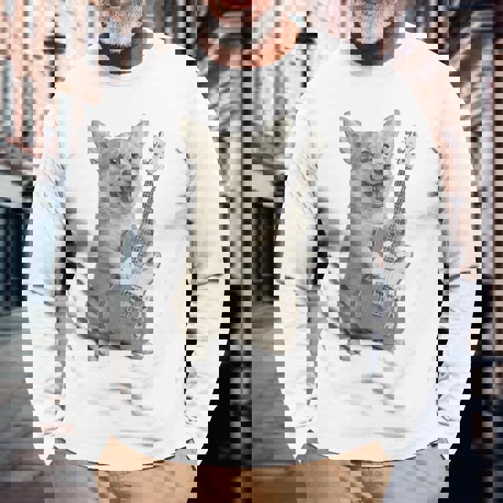 面白いtシャツ コーギー ギター イヌ メンズ 犬好き グッズ かわいい おもしろ 面白い 服 ネタ 長袖Tシャツ 高齢者への贈り物