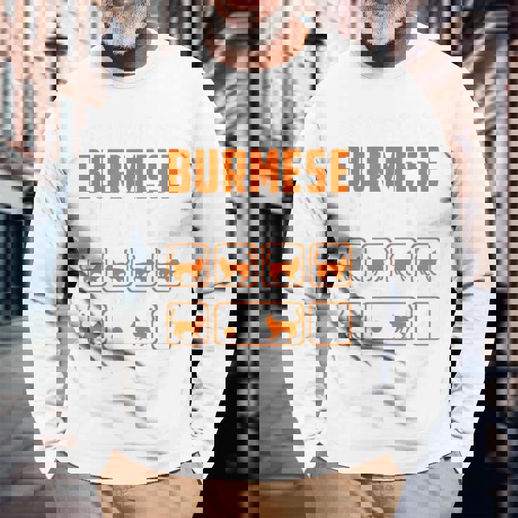 頑固なビルマの猫 トリックおもしろ子猫愛好家 長袖Tシャツ 高齢者への贈り物