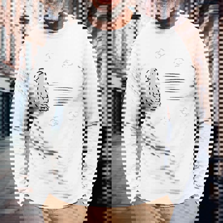 飛ぶ鳥 長袖Tシャツ 高齢者への贈り物