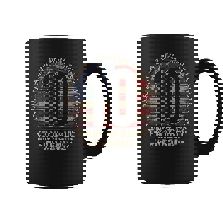 10Th Birthday Official Double Digits 10 Years Old Us Flag Coffee Mug