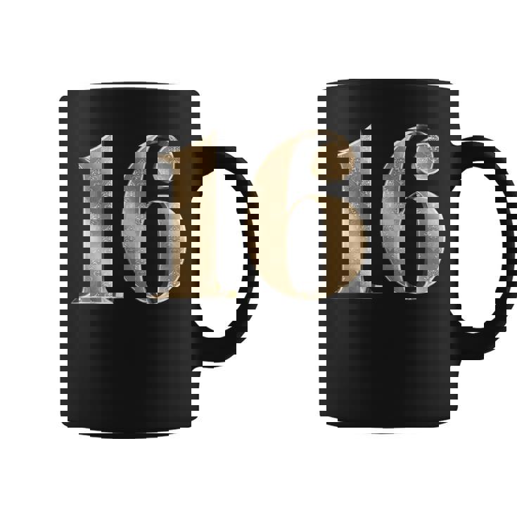 16 16 誕生日 お気に入り 数字 フルール・ド・リス デザイン コーヒーマグ