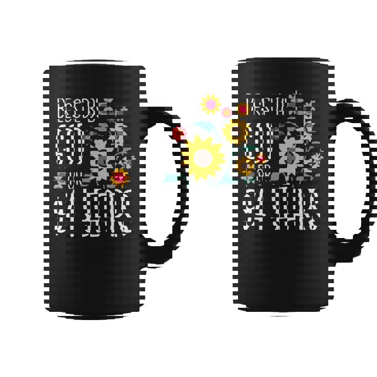 94歳の神に祝福され 可愛いひまわり 94歳の誕生日 長袖tシャツ コーヒーマグ