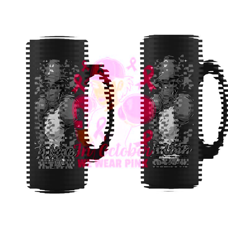 African American In October We Wear Pink Breast Cancer Coffee Mug