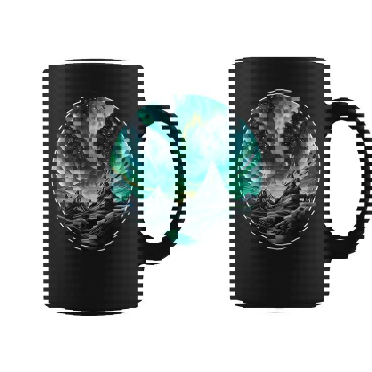 Aurore Boréale Aurores Boréales Ciel Nuit Nature Beauté Tasse