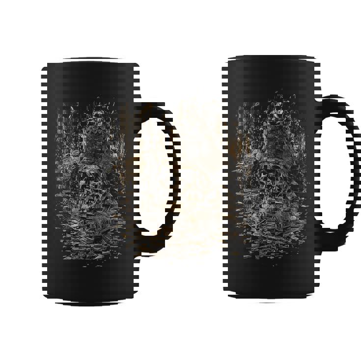 Caribe Macaw Brújula Con Calavera Pirata Taza de café