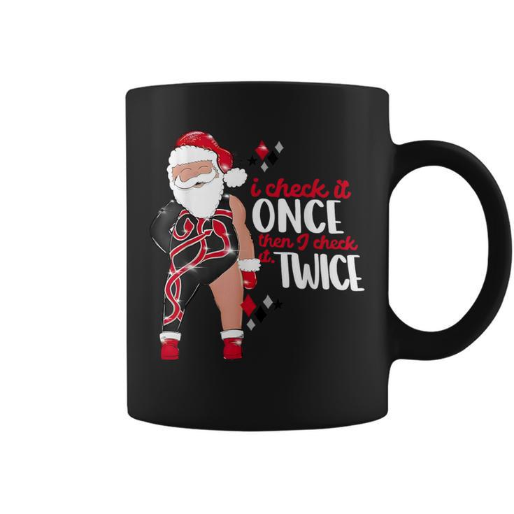 I Check It Once Then I Check It Twice Santa 1989 Christmas Coffee Mug