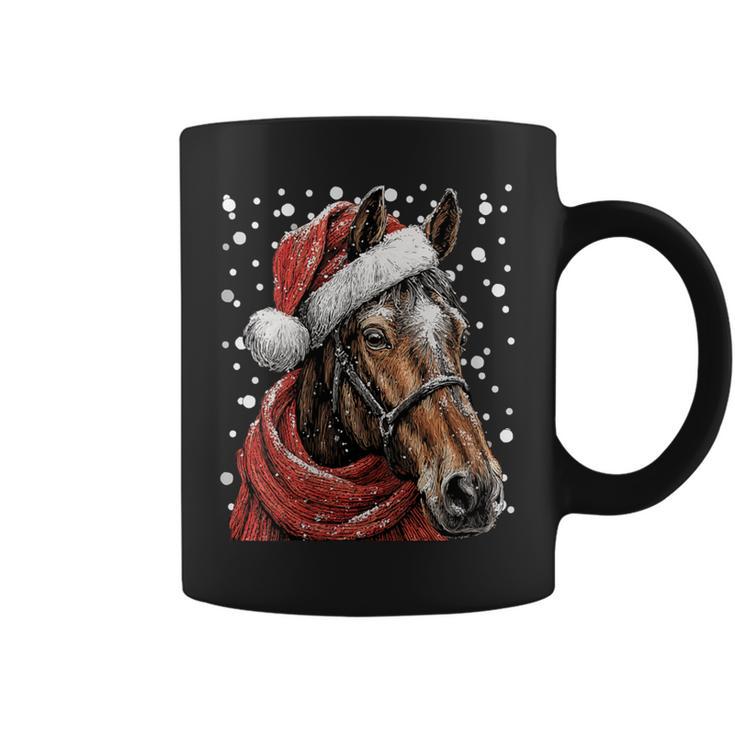 Cheval Enneigé Avec Bonnet De Père Noël D'hiver Tasse
