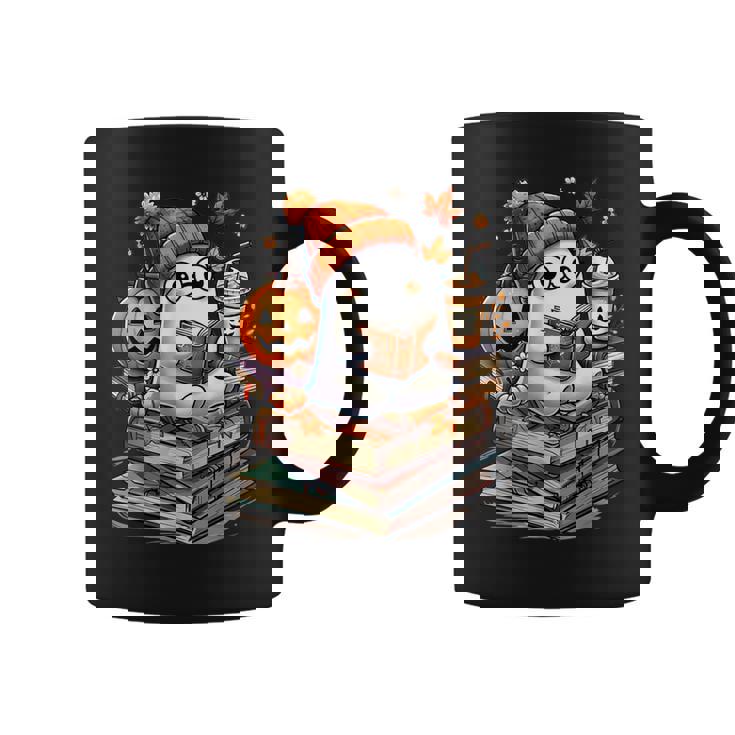 Cute Ghost Reading Book Lovers Autumn Fall Halloween Ghost Coffee Mug