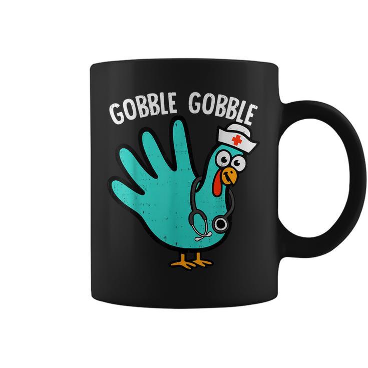 Cute Turkey Glove Nurse Thanksgiving Scrub Top Rn Icu Er Coffee Mug