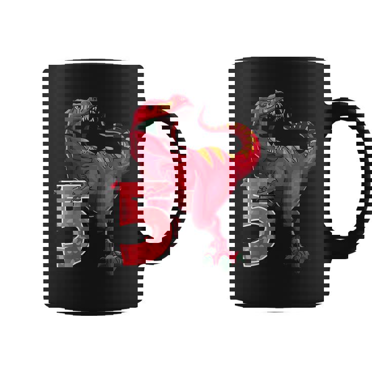 De 5º Cumpleaños Dino T Rex 5 Años Dinosaurio Taza de café