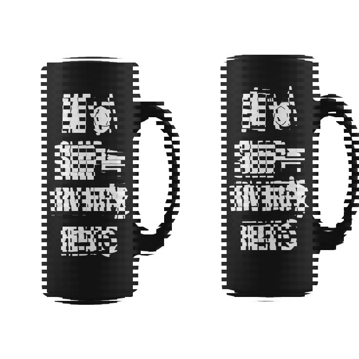 Divertida Krav Maga Eatleep Krav Maga Repeat Taza de café