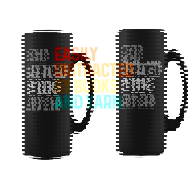 Easily Distracted By Books And Yarn Knitting Coffee Mug