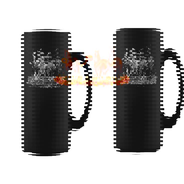 Fall Horse Animal Thanksgiving Sunflowers Pumpkin Leaves Coffee Mug