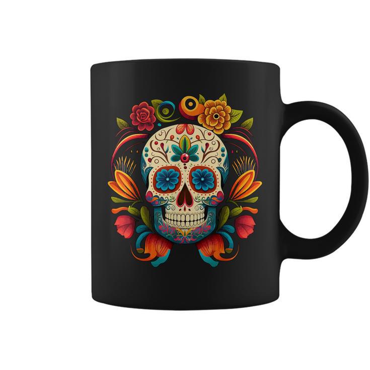 Fleurs Mexicainucre Crâne Dia De Los Muertos Cinco De Mayo Tasse