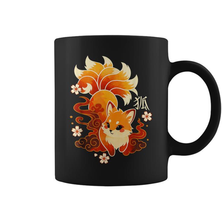 Japanese Kitsune Cute Spirit Nine Tailed Fox Aesthetic Coffee Mug