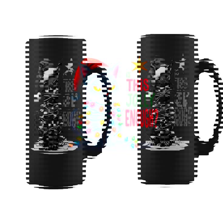 Is This Jolly Enough Christmas Black Cat Men Coffee Mug