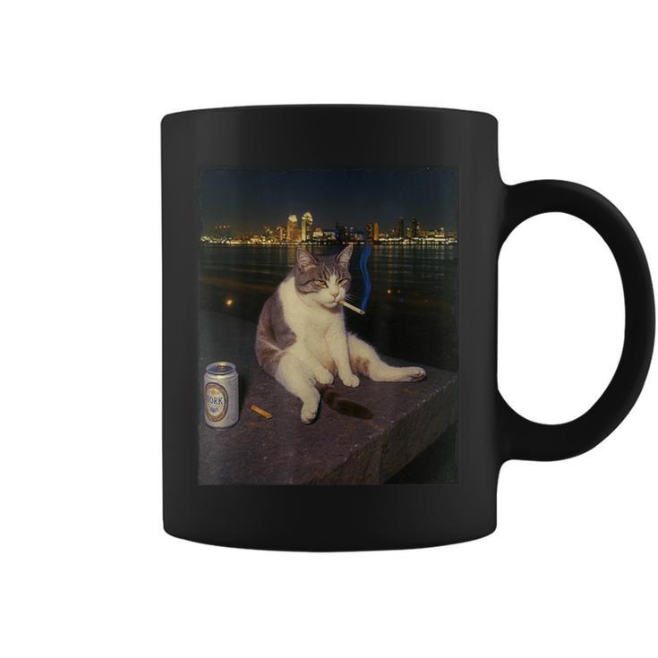 cigarette mug Cigarette Raccoon Smoking Racoon Meme Stupid Brainrot Coffee Mug