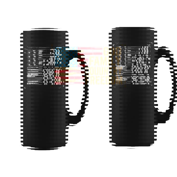 God Family Country Freedom Usa Flag Coffee Mug