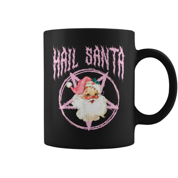 Hail Santa Retro Cute Santa Claus Pink Goth Christmas Coffee Mug