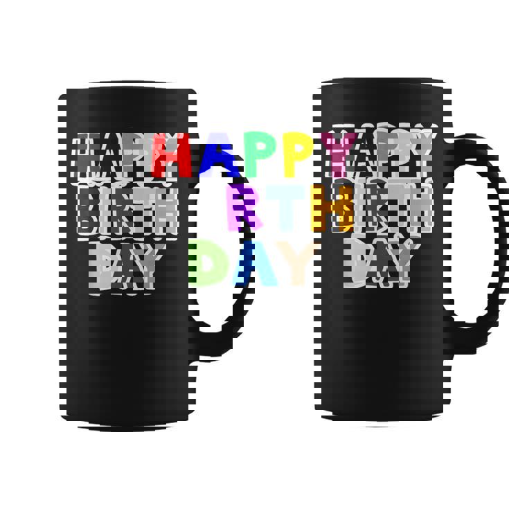 Happy Birthday（ハッピーバースデー）カラフルポップ【お誕生日 プリント】サプライズ 文字 イベントデザイン コーヒーマグ