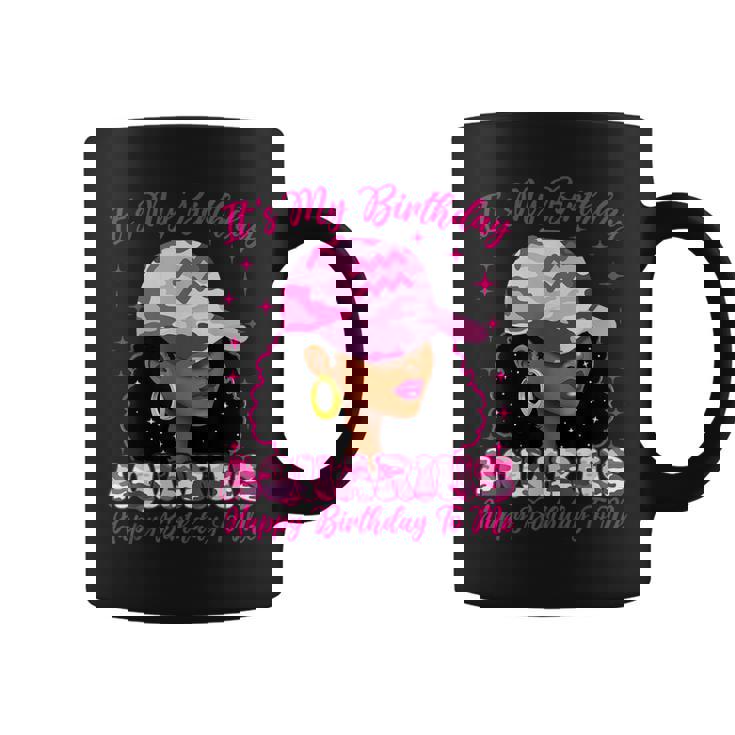 It's My Birthday Aquarius Black Woman Pink Camo Coffee Mug