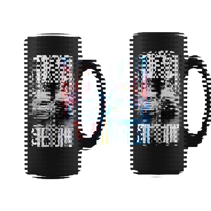 Jdm日本人ドリフトレースカー2台 東京ストリートドリフト夜 コーヒーマグ