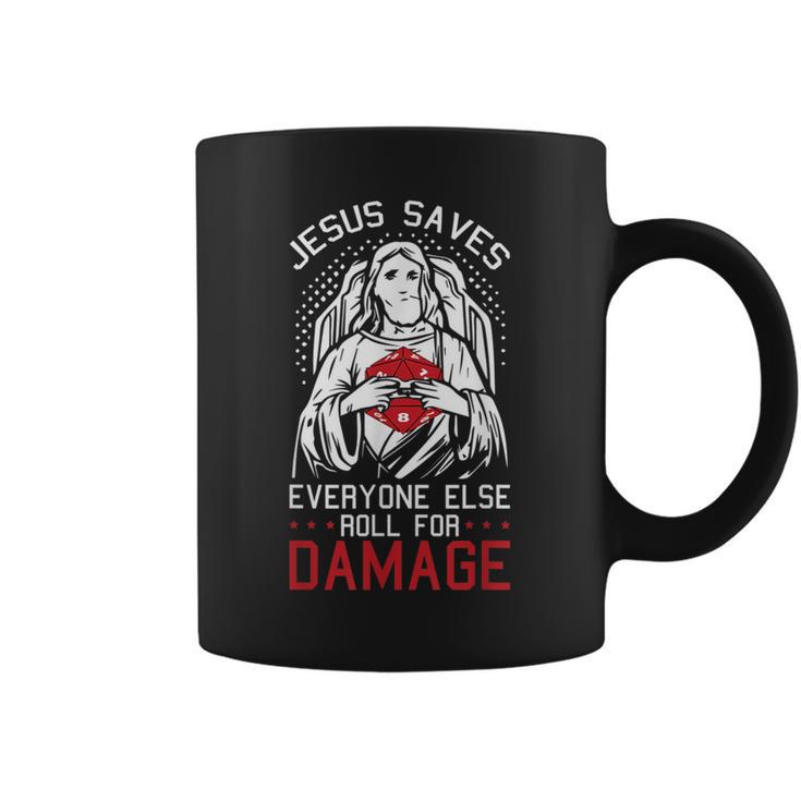 Jesusaves Everyone Else Roll For Damage Jeu De Rpg De Noël Tasse