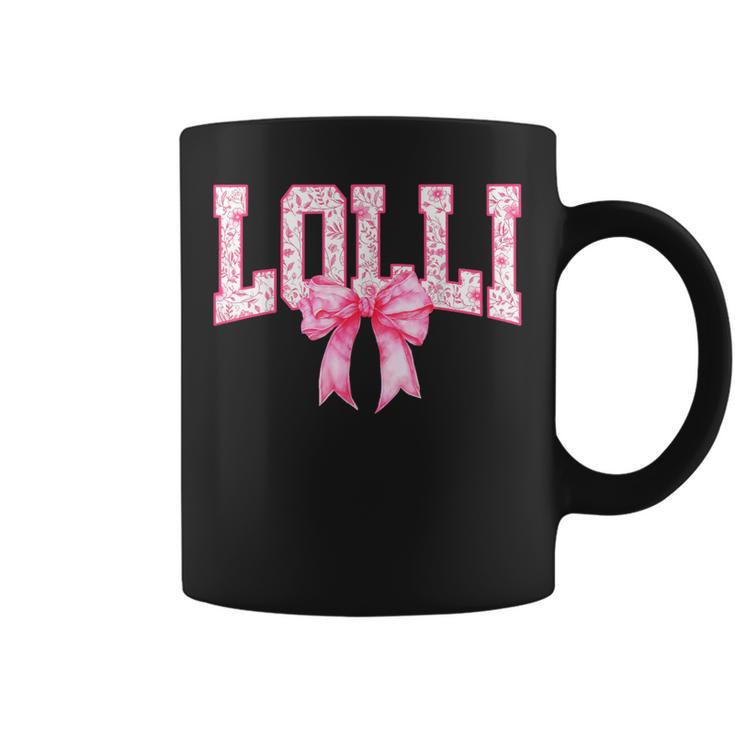 Lolli Floral Toile Pink Water Color Coquette Bow Coffee Mug