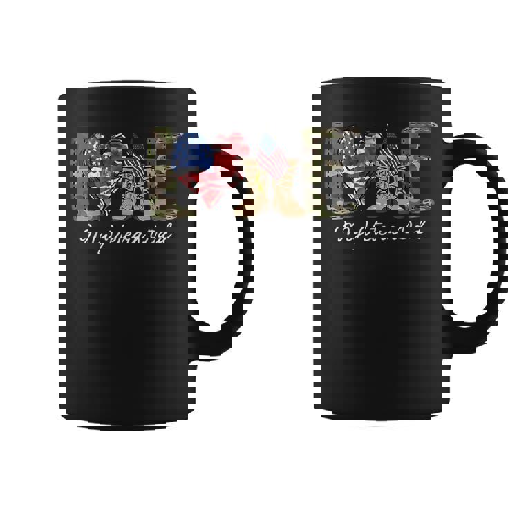 Love My Veteran Dad Proud Military Father American Flag Coffee Mug