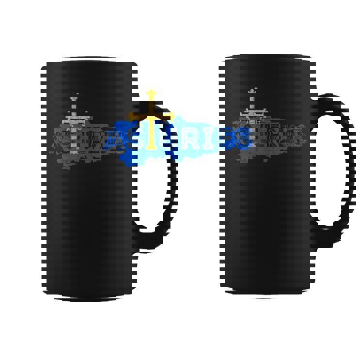 Mapa Y Bandera Asturiana Recuerdo Asturias España Manga Larga Taza de café